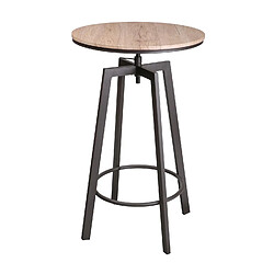 Urban Living Table haute ronde design industriel Factory - Diam. 60 x H. 93 cm - Marron