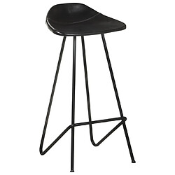 vidaXL Tabourets de bar lot de 4 noir cuir véritable