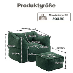 Avis KOMHTOM Fauteuil double confortable, canapé d'intérieur super doux et paresseux, fauteuil moderne avec accoudoirs, vert