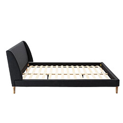 Vente-Unique Lit scandinave 160 x 200 cm - Tissu - Anthracite - BENEDICTE pas cher