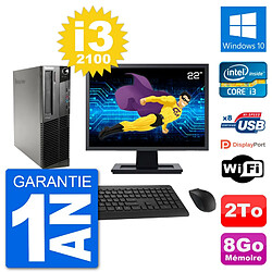 PC Lenovo M91p SFF Ecran 22" Intel i3-2100 RAM 8Go Disque 2To Windows 10 Wifi - Occasion