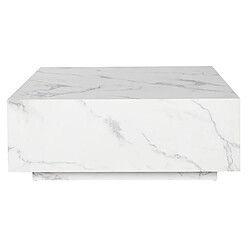 Pegane Table basse, table de salon carrée en marbre coloris blanc - longueur 90 x profondeur 90 x Hauteur 35 cm