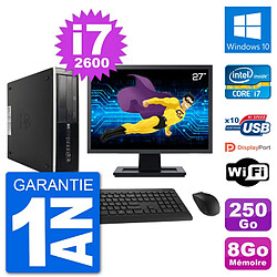 PC HP Compaq Pro 6300 SFF Ecran 27" i7-2600 RAM 8Go Disque 250Go Windows 10 Wifi - Occasion