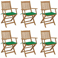 Maison Chic Lot de 6 Chaises pliables de jardin avec coussins - Fauteuil d'extérieur Bois d'acacia -MN22320