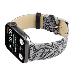 Acheter Wewoo Thorns Printing Bracelet de montre en cuir véritable pour Apple Watch séries 5 et 4 40 mm / 3 et 2 et 1 38 mm Gris noir