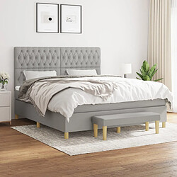 vidaXL Sommier à lattes de lit avec matelas Gris clair 180x200cm Tissu