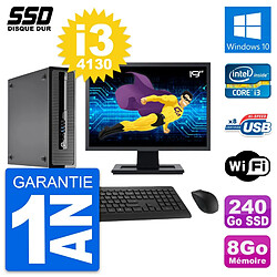 PC HP ProDesk 400 G1 SFF Ecran 19" i3-4130 RAM 8Go SSD 240Go Windows 10 Wifi - Occasion