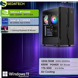 Sedatech Pack PC Gamer • Intel i9-11900KF • RTX4060 • 32Go RAM • 1To SSD M.2 • Windows 11 • Moniteur 27"