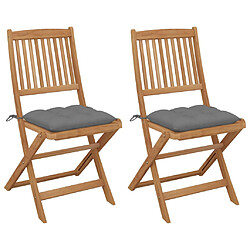 vidaXL Chaises pliables de jardin lot de 2 avec coussins Bois d'acacia