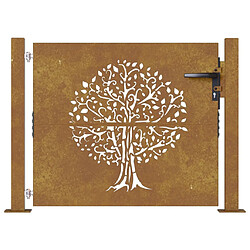 Avis vidaXL Portail de jardin 105x80 cm acier corten conception de l'arbre