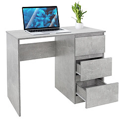 Bureau avec trois tiroirs 90x76x50 cm Gris en bois ML-Design