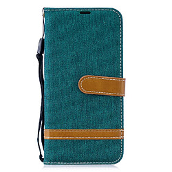 Etui en PU tissu jean bicolore avec support vert pour votre Huawei P Smart (2019)/Honor 10 Lite