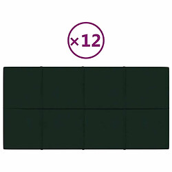 vidaXL Panneaux muraux 12 pcs Vert foncé 60x30 cm Velours 2,16 m²