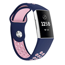 Wewoo Bracelet bicolore en silicone avec trou rond pour pour Fitbit Charge 3, taille de la dragonne: 145-210 mm (rose bleu) 