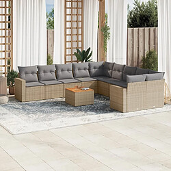 vidaXL Salon de jardin et coussins 11 pcs mélange beige résine tressée 