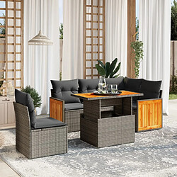 vidaXL Salon de jardin avec coussins 6 pcs beige résine tressée 