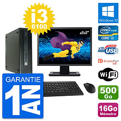 PC HP 600 G2 SFF Ecran 22" Intel i3-6100 RAM 16Go Disque 500Go Windows 10 Wifi · Occasion 