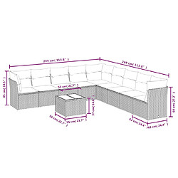 Avis vidaXL Salon de jardin avec coussins 10 pcs gris clair résine tressée