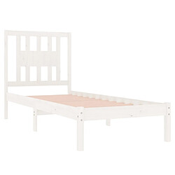 Avis vidaXL Cadre de lit sans matelas blanc bois massif