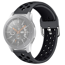 Wewoo Bracelet pour montre connectée Galaxy Watch 46 / S3 / Huawei GT 1/2 22mm de en silicone couleur doubletaille L Gris Noir 