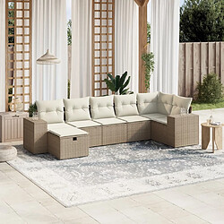 Maison Chic Salon de jardin avec coussins 7 pcs, Ensemble Tables et chaises de jardin, beige résine tressée -GKD456813