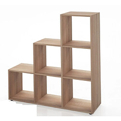 Mpc Etagère escalier 6 cases aspect chêne (lxhxp): 104,5 x 107,5 x 29 cm