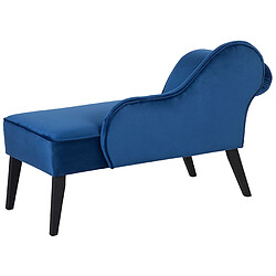 Acheter Beliani Mini chaise longue en velours bleu côté gauche BIARRITZ