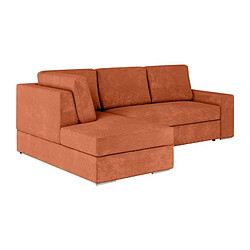 Avis Loungitude Canapé d'angle gauche convertible ARTEMIS 4 places - Velours côtelé terracotta - L246 x P174 x H96 cm