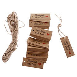 100pcs Etiquette Cadeau Kraft Papier HANDMADE WITH LOVE Vintage Décoration pour Favor Mariage