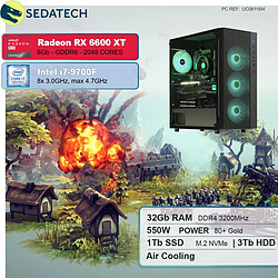 Sedatech PC Gaming • Intel i7-9700F • RX 6600 • 32 Go RAM • 1To SSD M.2 • 3To HDD • sans OS