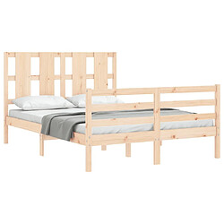 Acheter Maison Chic Cadre/structure de lit avec tête de lit pour adulte - Lit Moderne Chambre 140x190 cm bois massif -MN53647