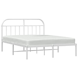 Acheter Maison Chic Lit adulte 140x200cm- Cadre de lit métal avec tête de lit pour chambre blanc -MN49581