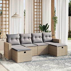 vidaXL Salon de jardin avec coussins 6pcs mélange beige résine tressée 