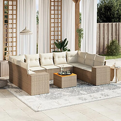 Maison Chic Salon de jardin avec coussins 10 pcs, Ensemble Tables et chaises de jardin, beige résine tressée -GKD874360