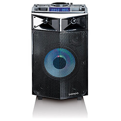 Lenco SYSTÈME DE MIXAGE PA/DJ HAUTE PUISSANCE AVEC BLUETOOTH, USB, BATTERIE INTÉGRÉE, MICROPHONE SANS FIL ET LUMIÈRES DE FÊTE 