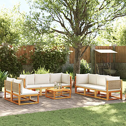 vidaXL Salon de jardin avec coussins 9 pcs bois massif d'acacia 