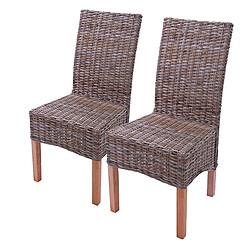 Decoshop26 Lot de 2 chaises de salle à manger Kubu Rattan design rustique rotin marron 04_0000178 