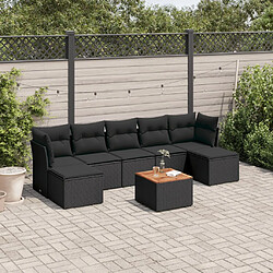 vidaXL Salon de jardin 8 pcs avec coussins noir résine tressée 