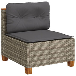 Avis vidaXL Salon de jardin avec coussins 7 pcs gris résine tressée