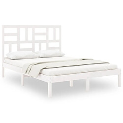 Maison Chic Lit Moderne Chambre - Cadre/structure de lit pour adulte Blanc Bois massif 150x200 cm Très grand -MN11064