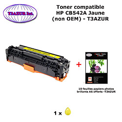 Toner générique HP 125A, CB542A pour HP CP 1215, 1515, 1515N, 1518, 1518n Jaune + 10f papiers photos A6 -T3AZUR 