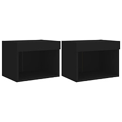 vidaXL Tables de chevet murales avec lumières LED 2 pcs noir