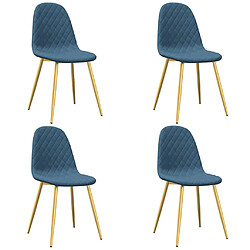 vidaXL Chaises à manger lot de 4 Bleu Velours