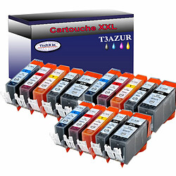 Lot de 15 Cartouches Compatibles Canon PGI520 XL/CLI521 XL - T3AZUR Lot de 15 Cartouches Compatibles pour Canon Pixma MP630, MP640, MP980, MP990 (3Bk/3PBk/3C/3M/3Y) - T3AZUR