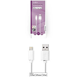 NEDIS Cordon Lightning 3M IPHONE 7 8 9 10 11 12 13 14 USB 2.0 Apple Lightning USB-A Mâle 480 Mbps Plaqué nickel 3.00 m Licence Originale A