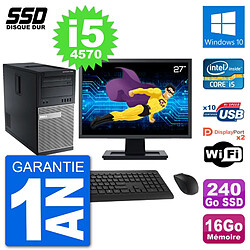 PC Tour Dell 7020 Ecran 27" Intel i5-4570 RAM 16Go SSD 240Go Windows 10 Wifi · Occasion 