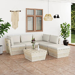 Maison Chic Salon de jardin palette 6 pcs avec coussins - Table et chaises d'extérieur - Mobilier/Meubles de jardin Moderne épicéa imprégné -MN39503