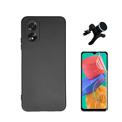 Kit de film en verre trempé de la couverture en 5D + boîtier en silicone liquide + porte-voiture renforcé Phonecare pour Oppo A38 4G - le noir 