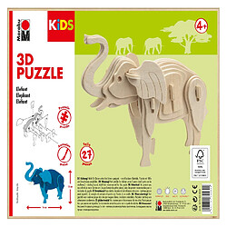 Marabu 0317000000024 Kids 3D Puzzle en Bois éléphant 27 pièces, env. 16 x 13 cm, Marron