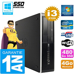 PC HP Compaq 8300 SFF Core I3-2120 Ram 4Go Disque 480 Go SSD Graveur DVD Wifi W7 - Occasion